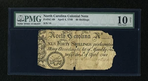 image for: North Carolina April 4, 1748 40s PMG Very Good 10 Net....