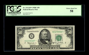 image for: Fr. 2112-B* $50 1950E Federal Reserve Star Note. PCGS Choice About New 58....