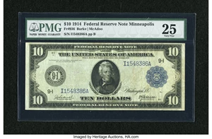 image for: Fr. 936 $10 1914 Federal Reserve Note PMG Very Fine 25....