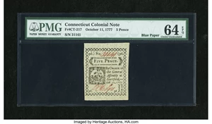 image for: Connecticut October 11, 1777 5d PMG Choice Uncirculated 64 EPQ....