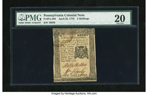 image for: Pennsylvania April 25, 1776 2s PMG Very Fine 20....