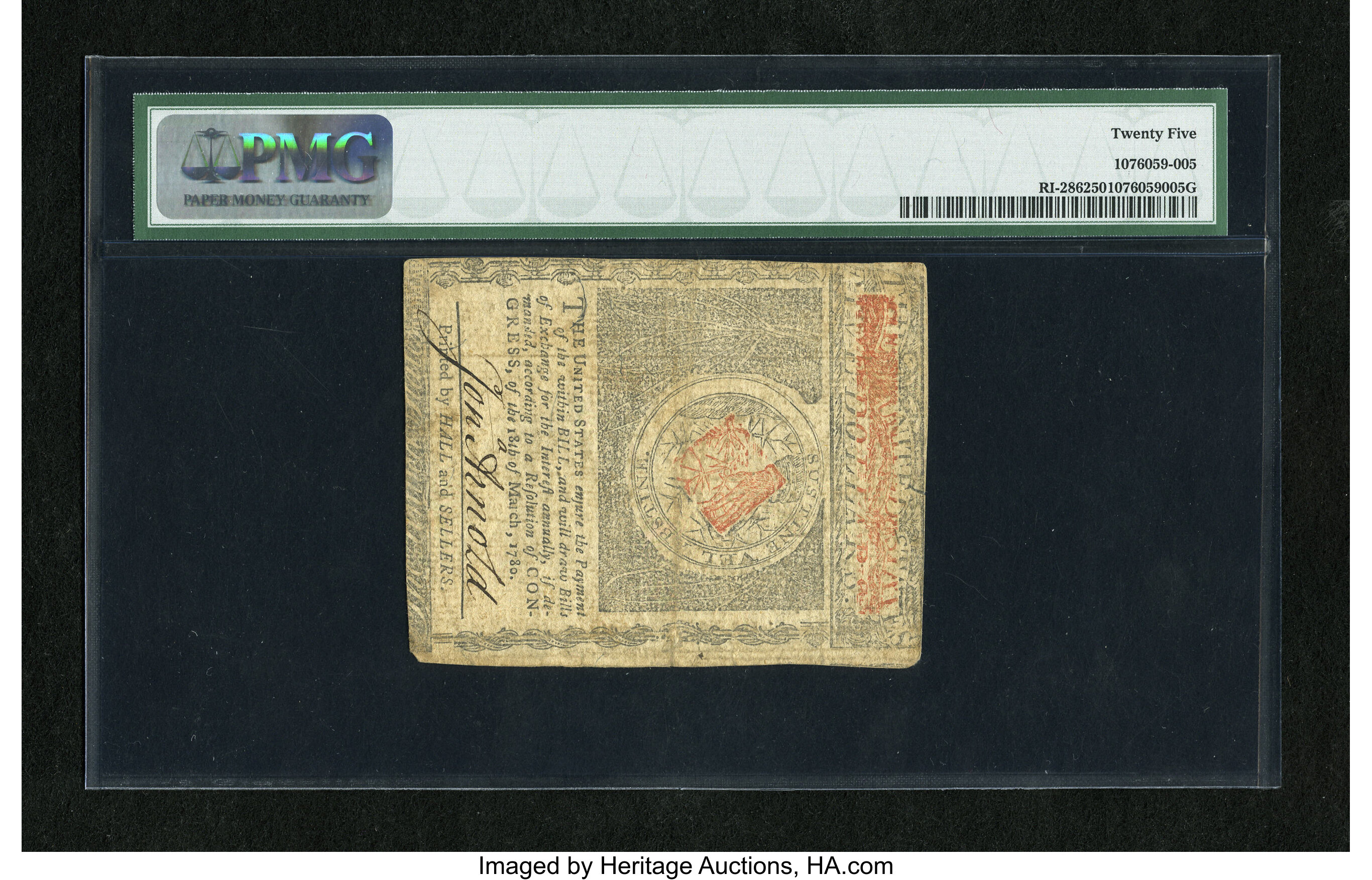 image for: Rhode Island July 2, 1780 $5 PMG Very Fine 25....