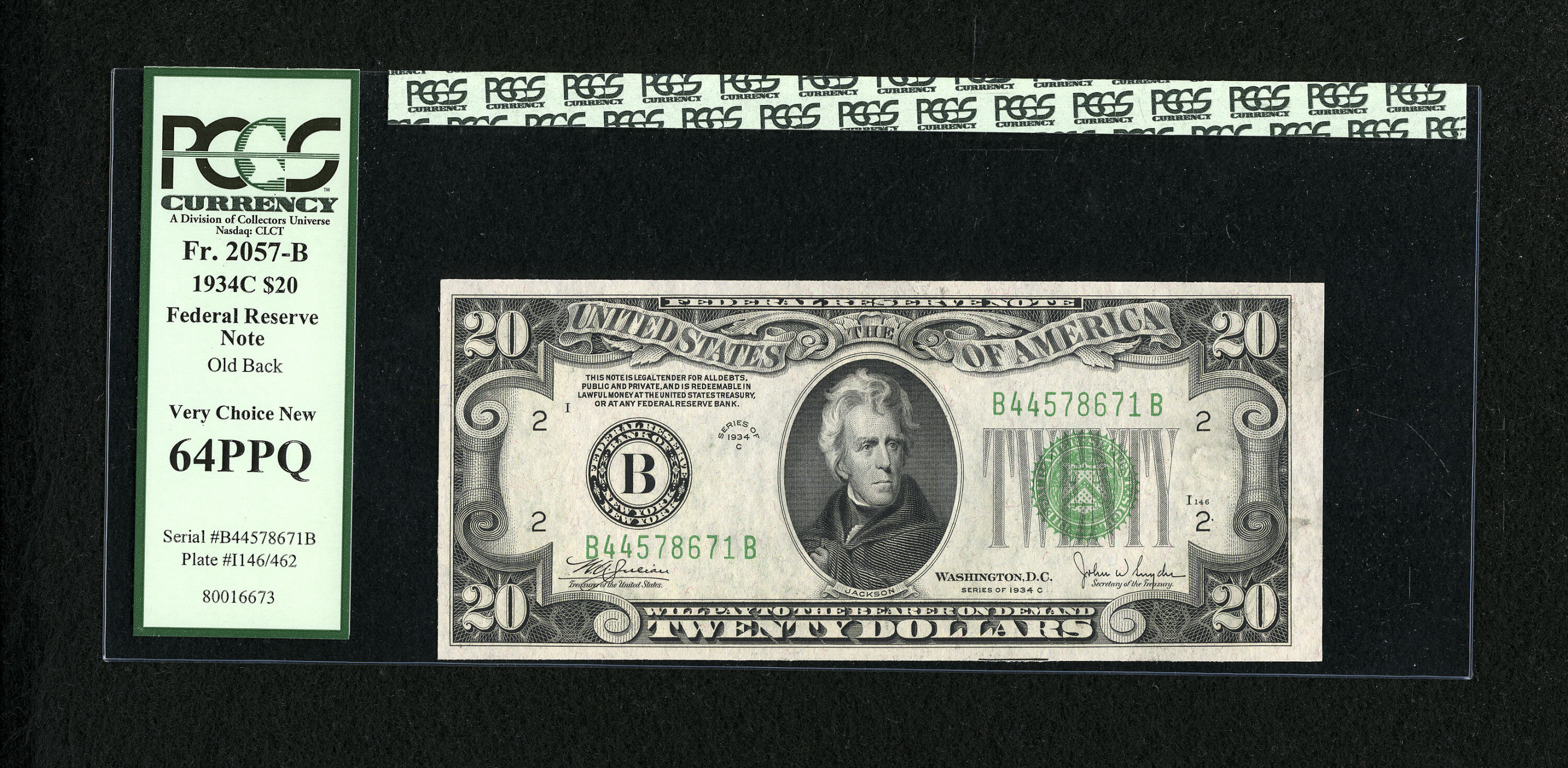 image for: Fr. 2057-B $20 1934C Old Back Federal Reserve Note. PCGS Very Choice New 64PPQ....