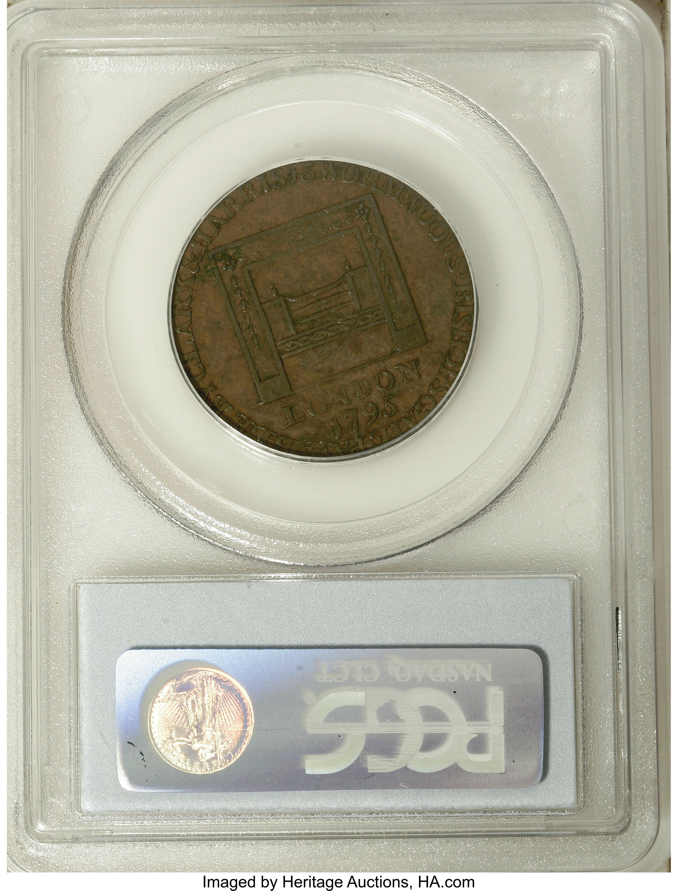 image for: 1795 1/2P Washington Grate Halfpenny, Large Buttons, Lettered Edge AU50 PCGS....