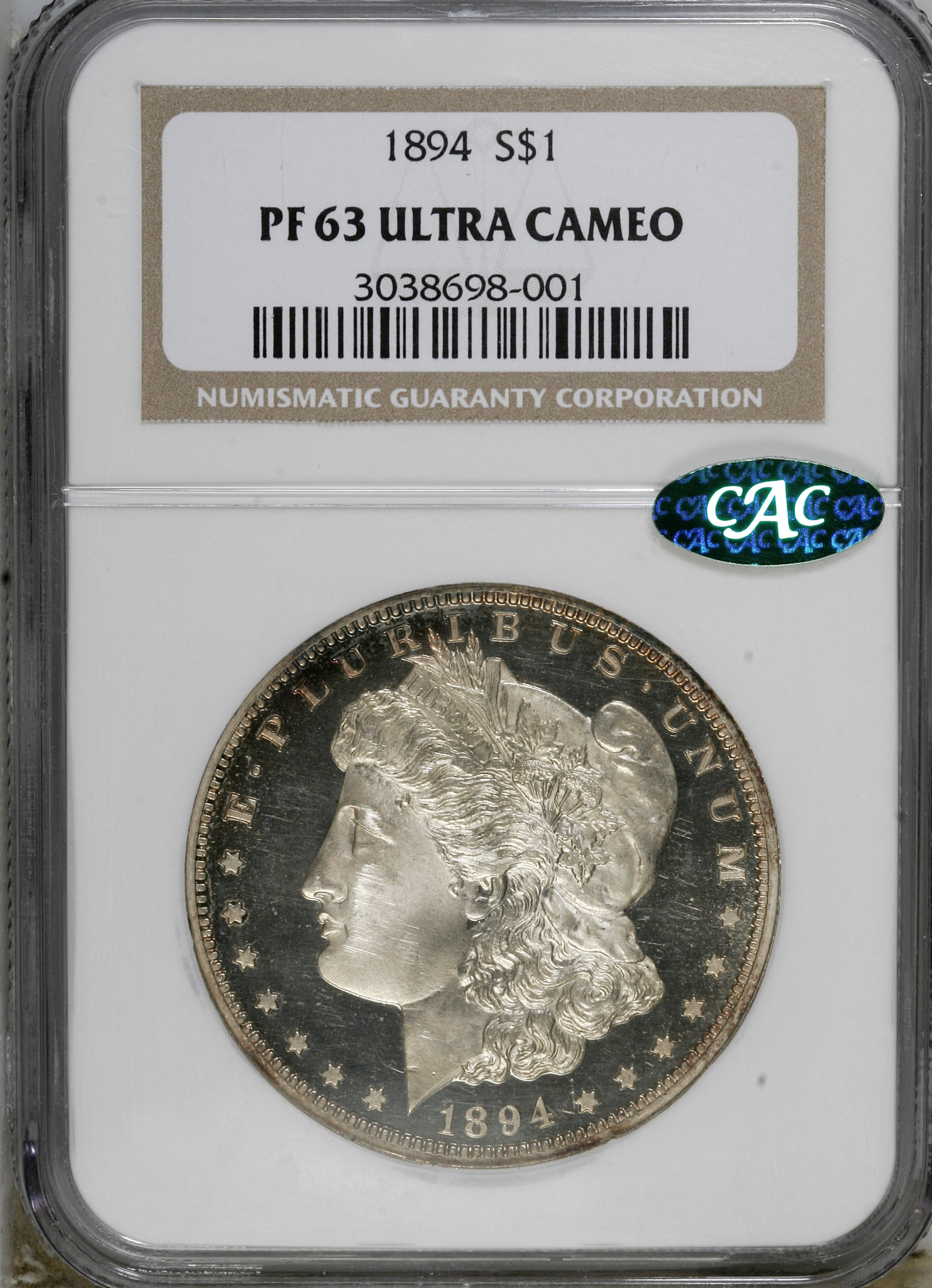 image for: 1894 $1 PR63 Ultra Cameo NGC. CAC....