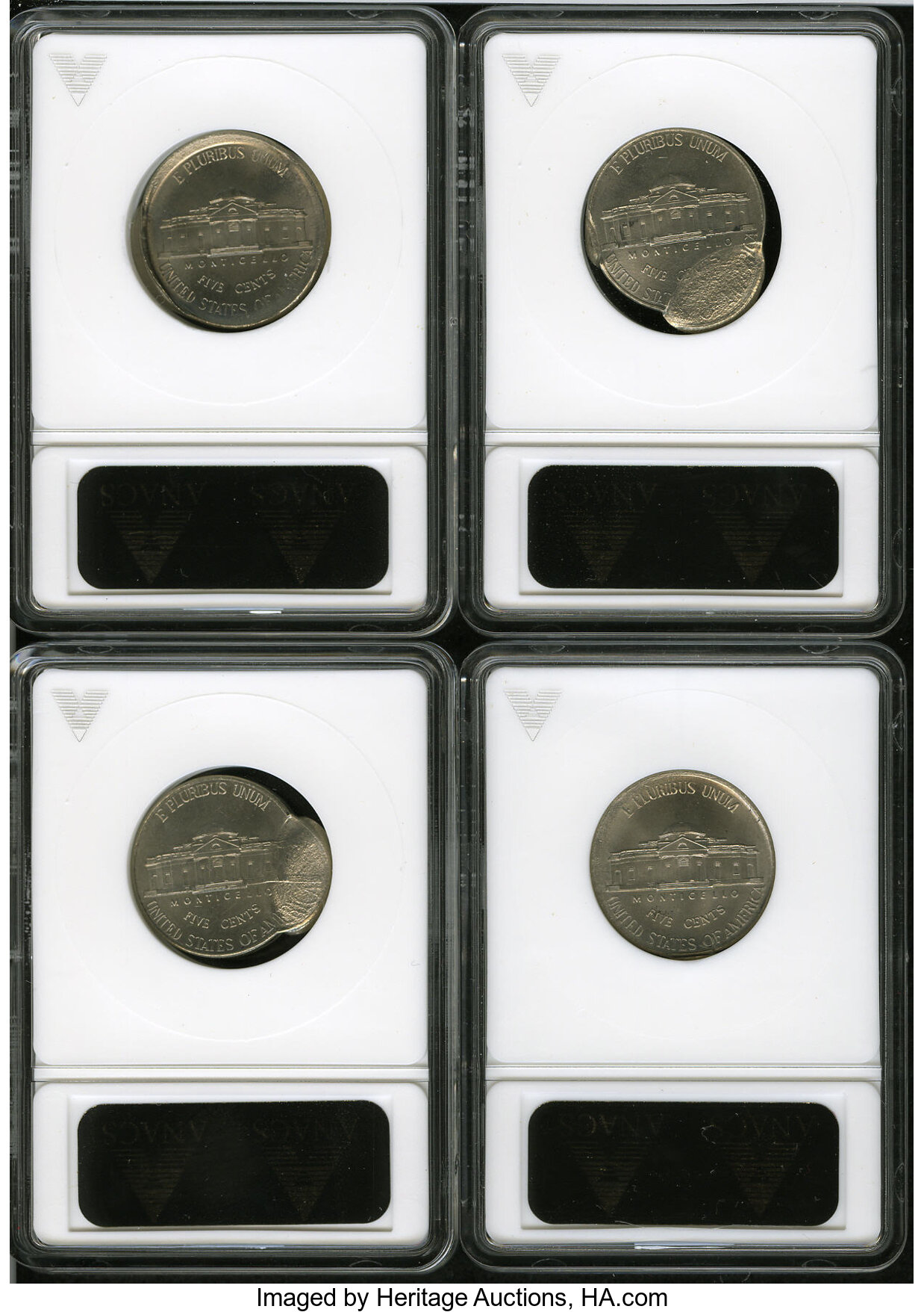 image for: 1999-P 5C Jefferson Nickel Four Piece Mated Set ANACS.... (Total: 4 coins)
