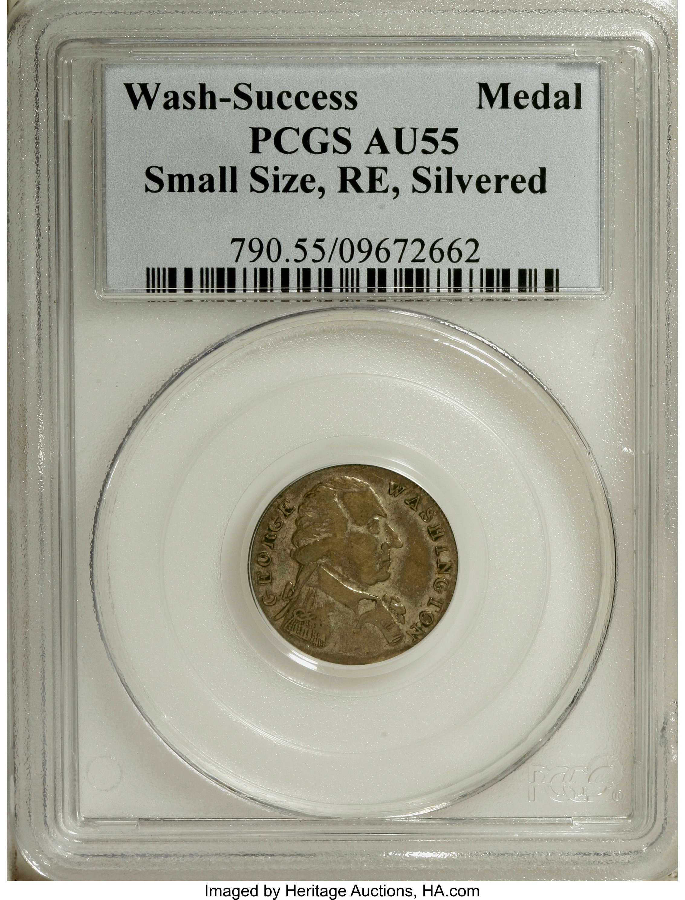 image for: Undated MEDAL Washington Success Medal, Small Size, Reeded Edge, Silvered AU55 PCGS....