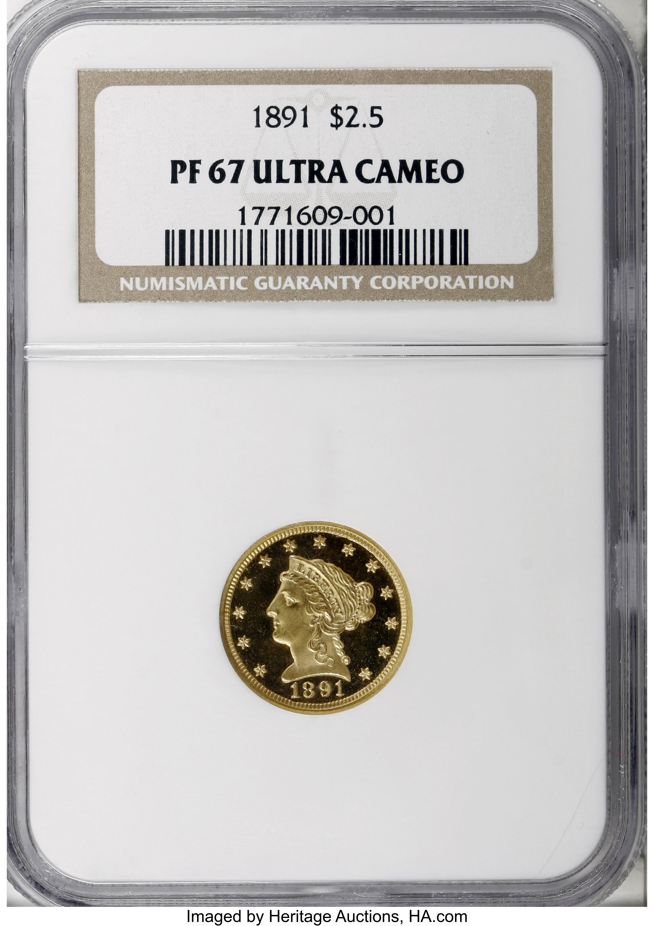 image for: 1891 $2 1/2 PR67 Ultra Cameo NGC....