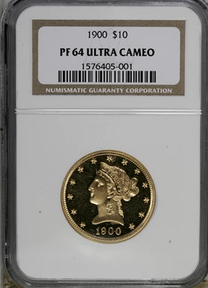 image for: 1900 $10 PR64 Ultra Cameo NGC....