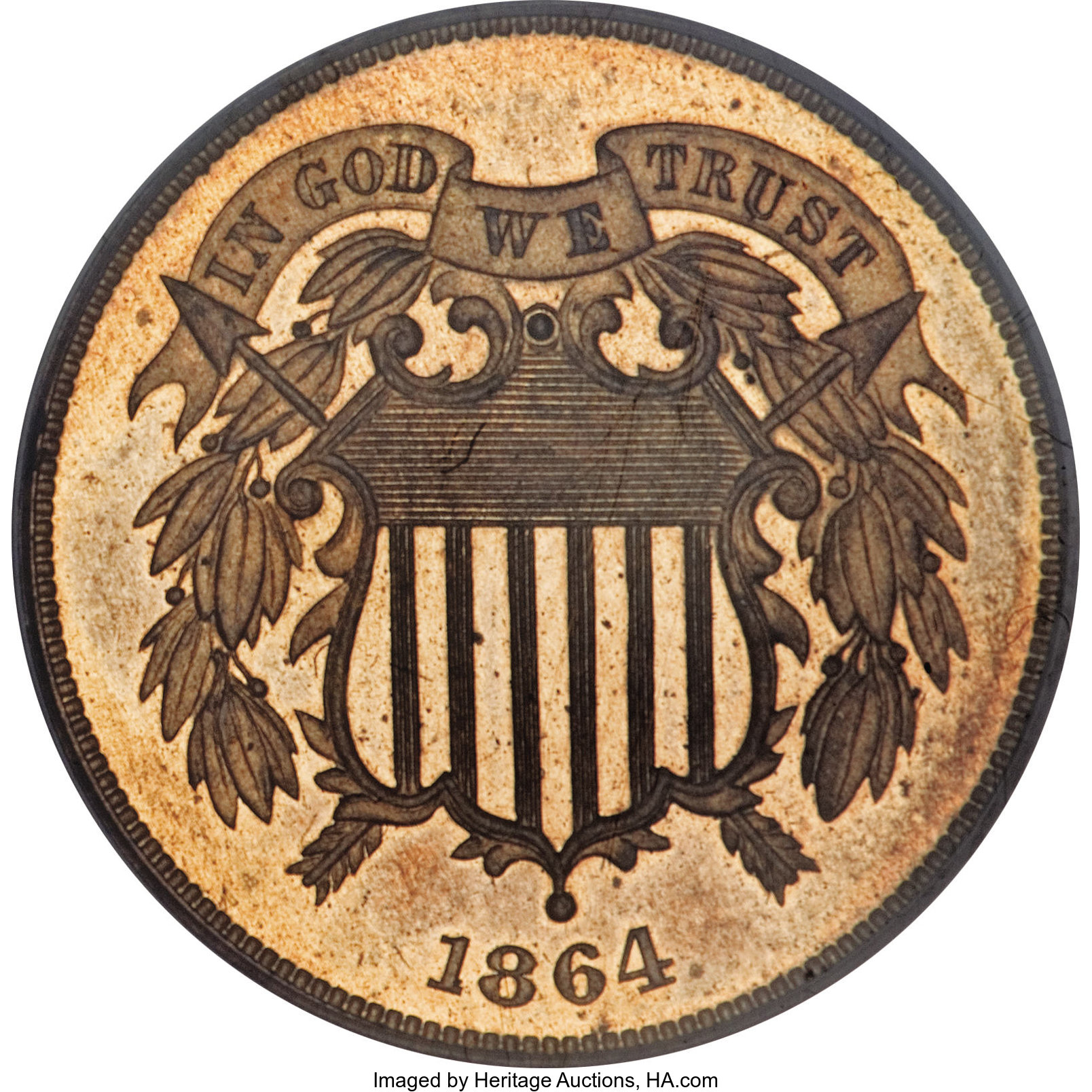 image for: 1864 2C Large Motto PR65 Red PCGS....