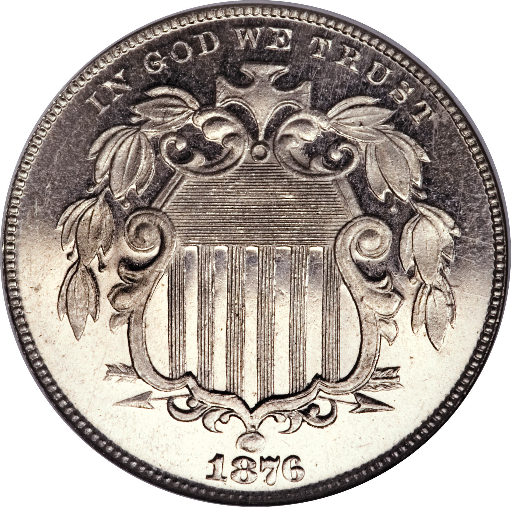 image for: 1876 5C PR65 Ultra Cameo NGC. CAC....