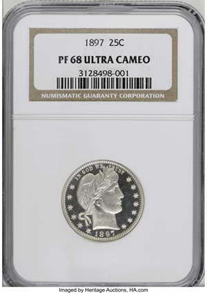 image for: 1897 25C PR68 Ultra Cameo NGC....