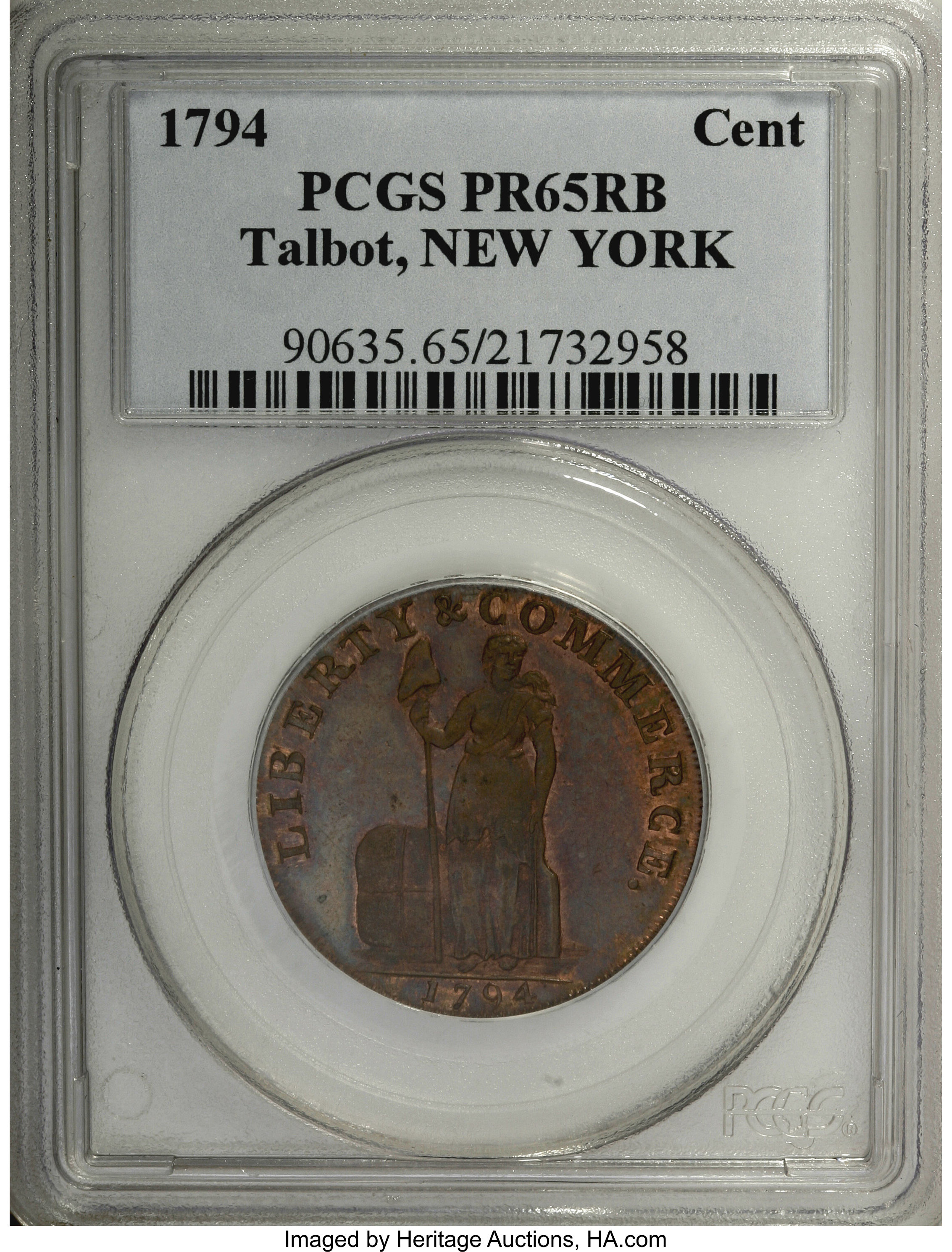 image for: 1794 Cent Talbot, Allum & Lee Cent PR65 Red and Brown PCGS....