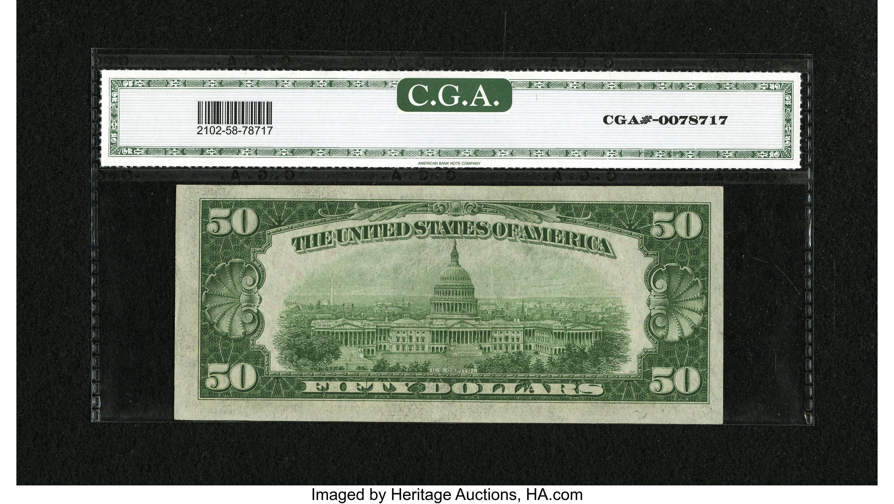 image for: Fr. 2102-B $50 1934 Federal Reserve Note. CGA About Uncirculated 58....