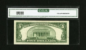 image for: Fr. 1961-G $5 1950 Wide Federal Reserve Note. CGA Gem Uncirculated 66....