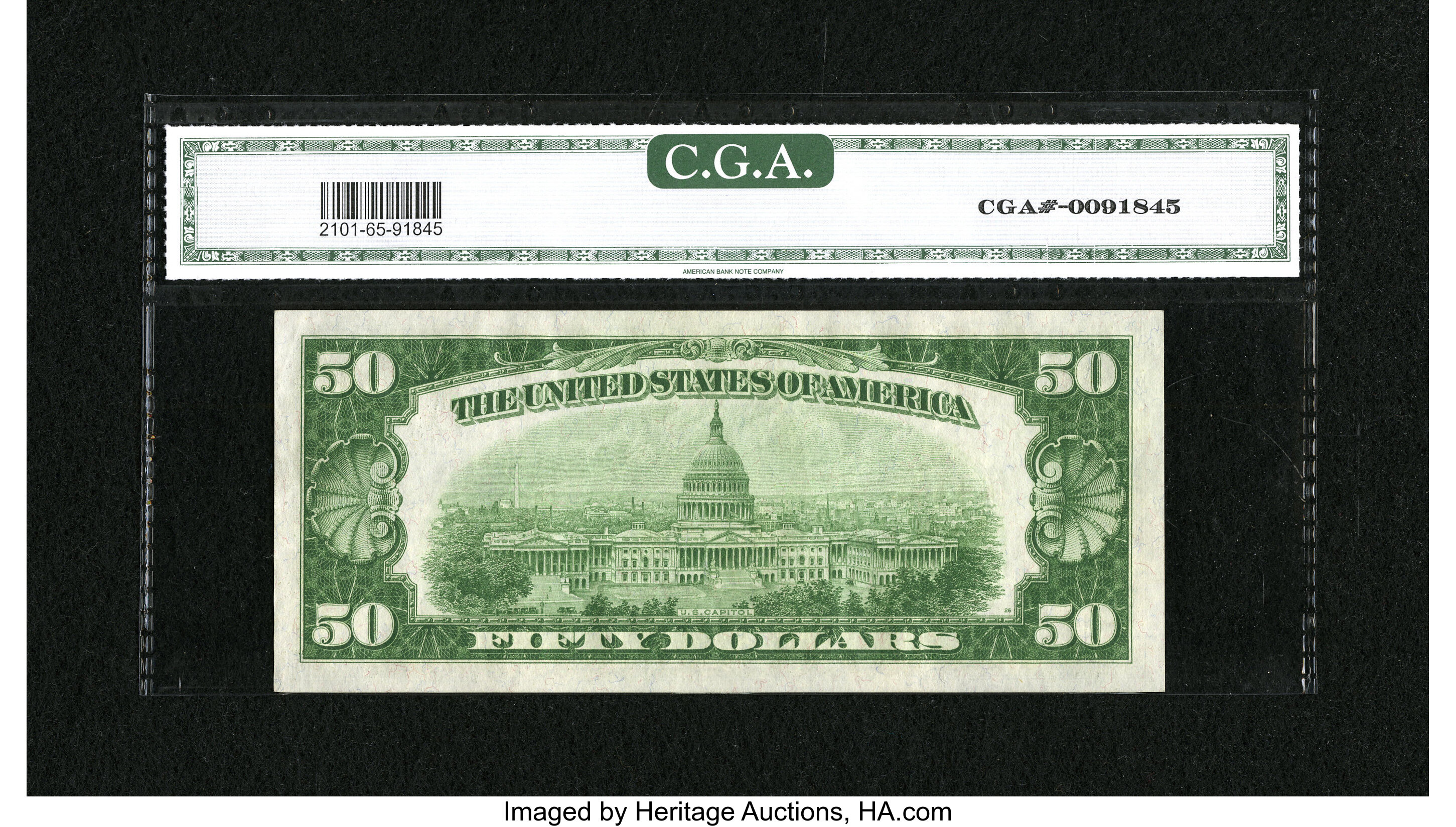 image for: Fr. 2101-D $50 1928A Federal Reserve Note. CGA Gem Uncirculated 65....