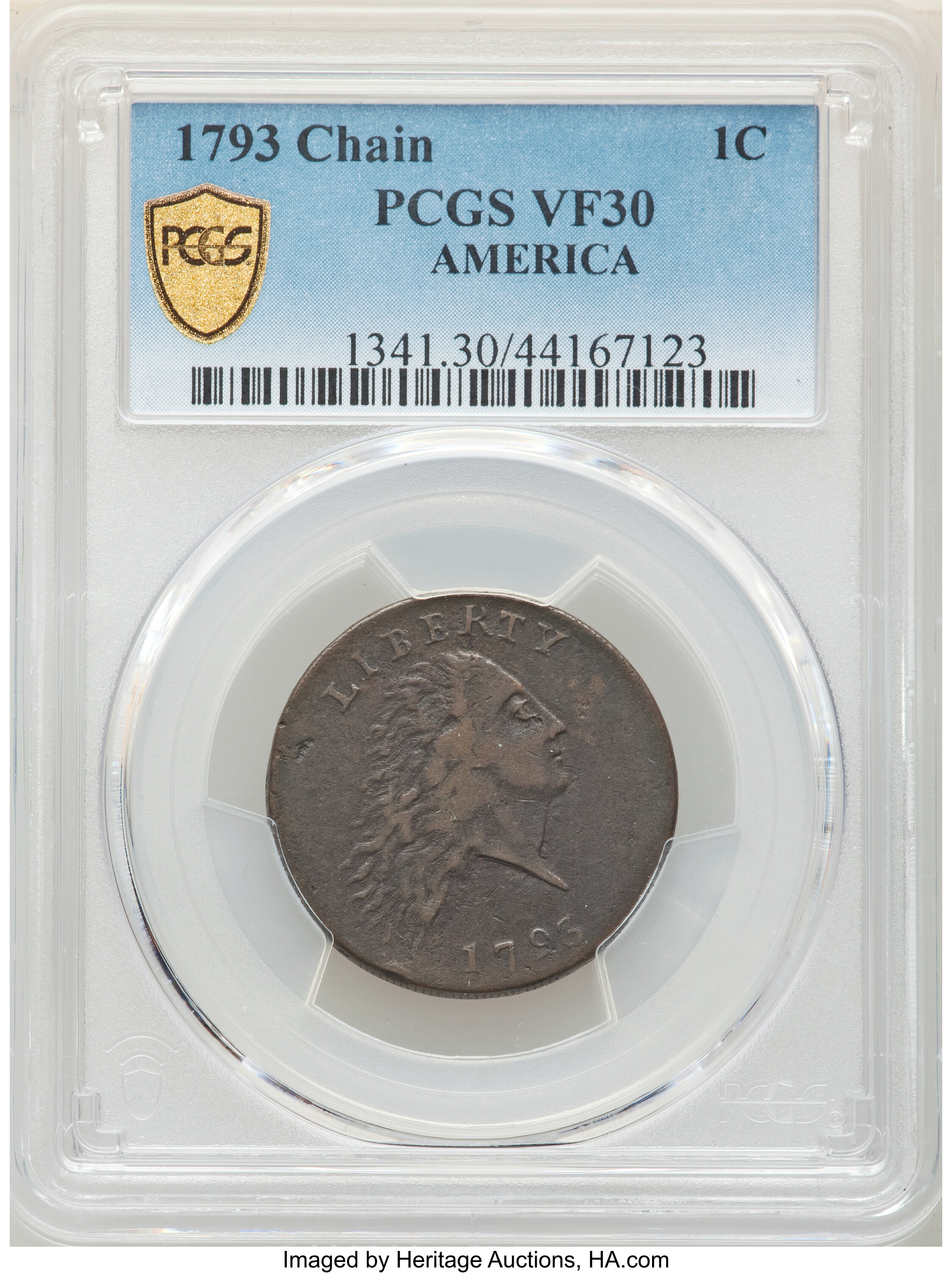 image for: 1793 1C Chain, AMERICA, S-3, B-4, Low R.3, VF30 PCGS....