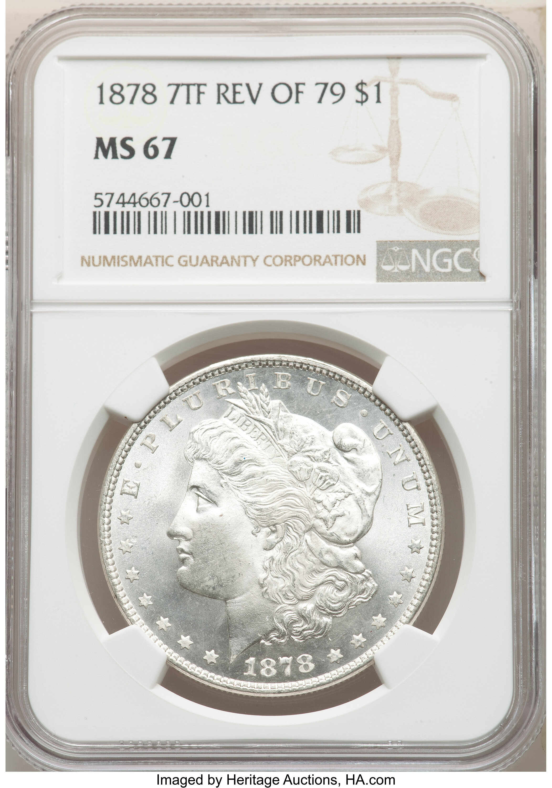1878 7TF $1  Reverse of 1879 MS67 thumbnail 4