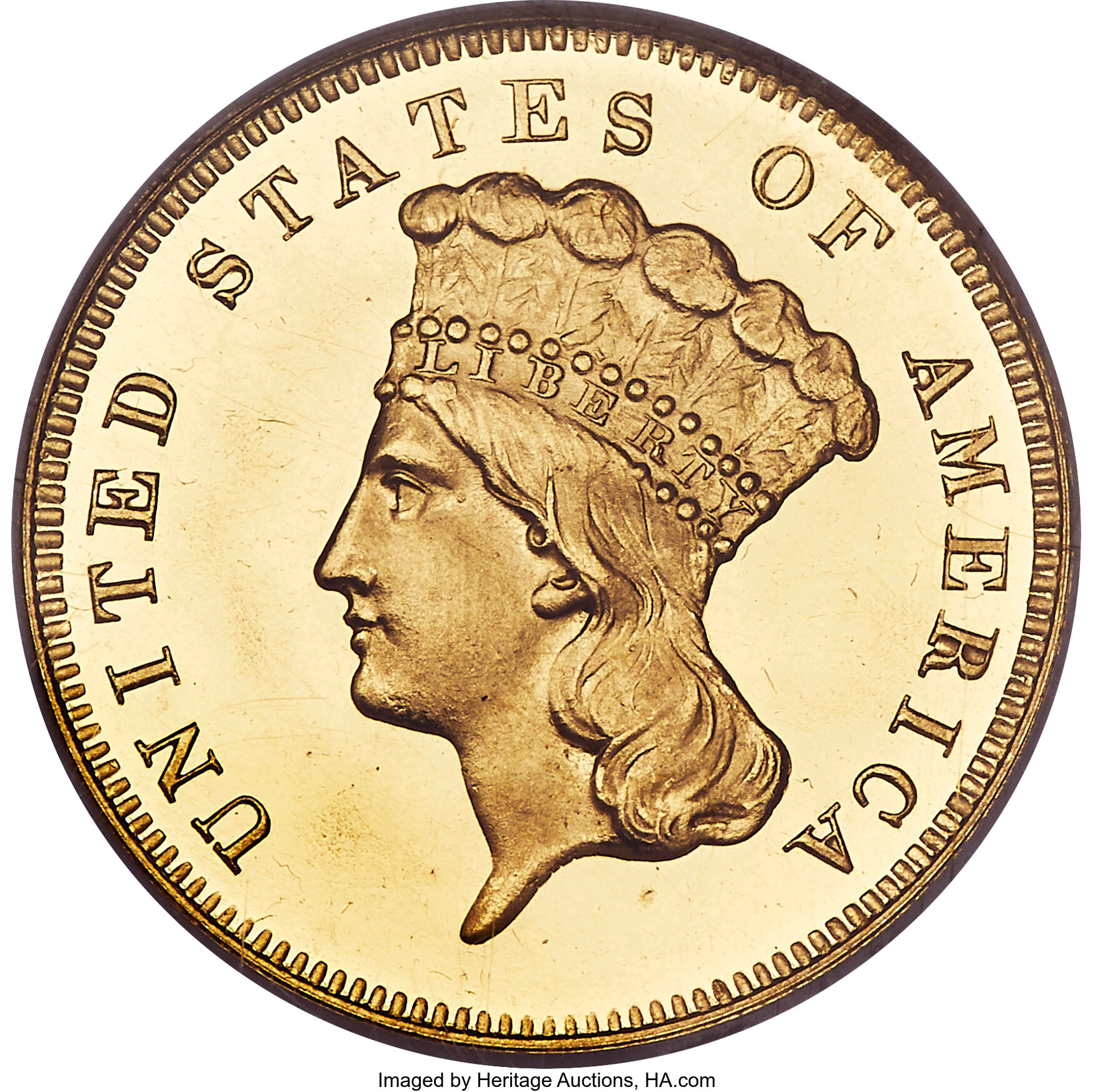 image for: 1876 $3 PR65 Ultra Cameo NGC. JD-1, High R.5....