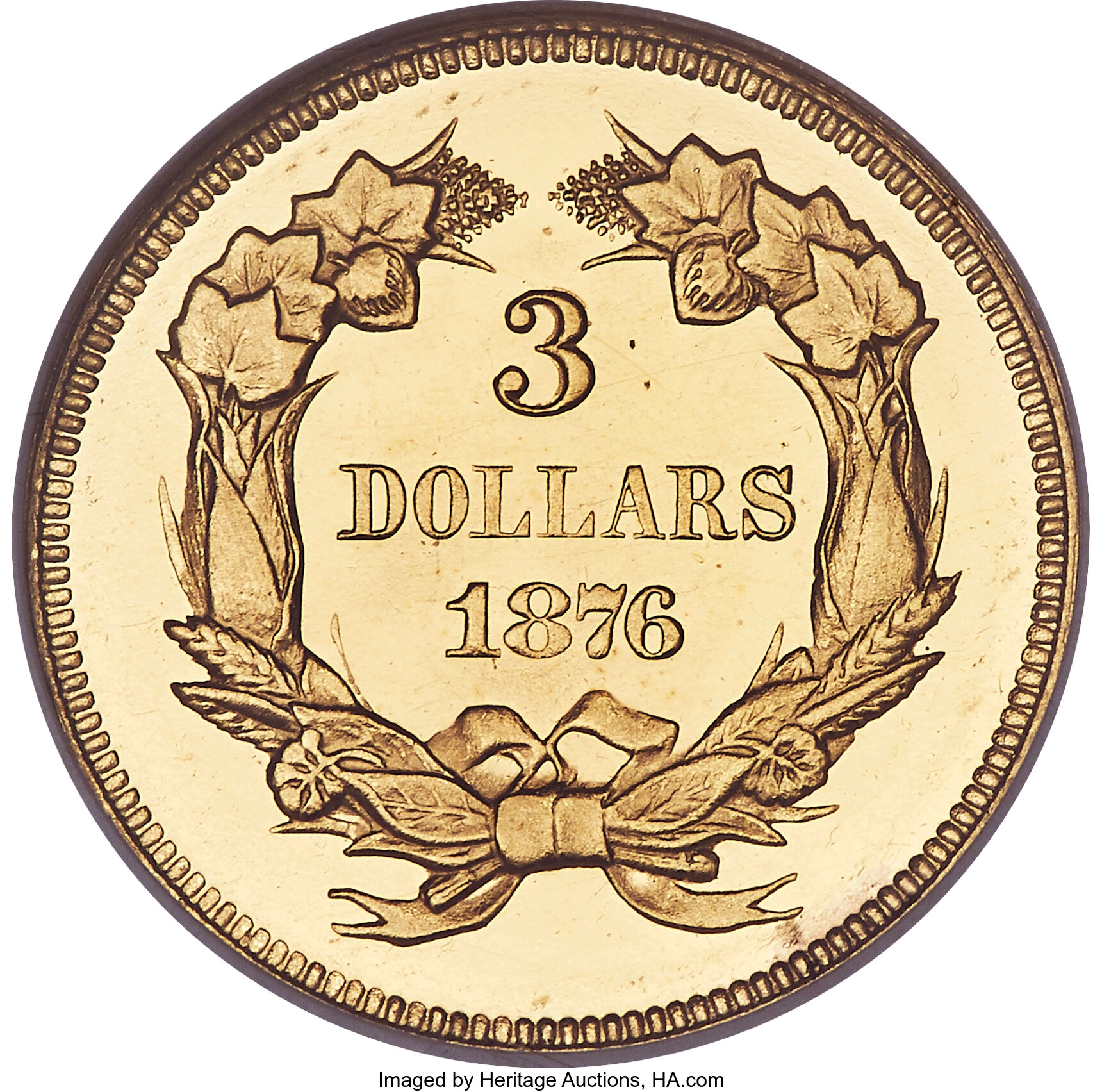 image for: 1876 $3 PR65 Ultra Cameo NGC. JD-1, High R.5....