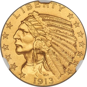 image for: 1913 $5 PR66+ NGC. JD-1, Low R.5....