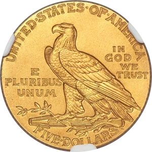 image for: 1913 $5 PR66+ NGC. JD-1, Low R.5....