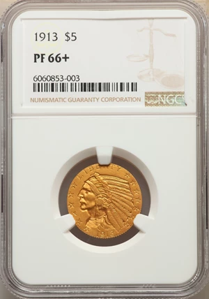 image for: 1913 $5 PR66+ NGC. JD-1, Low R.5....
