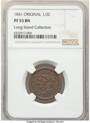 image for: 1841 1/2 C Original, B-1, R.5, PR55 NGC....