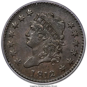 image for: 1812 1C Large Date, S-288, B-3, R.2, AU53 PCGS....