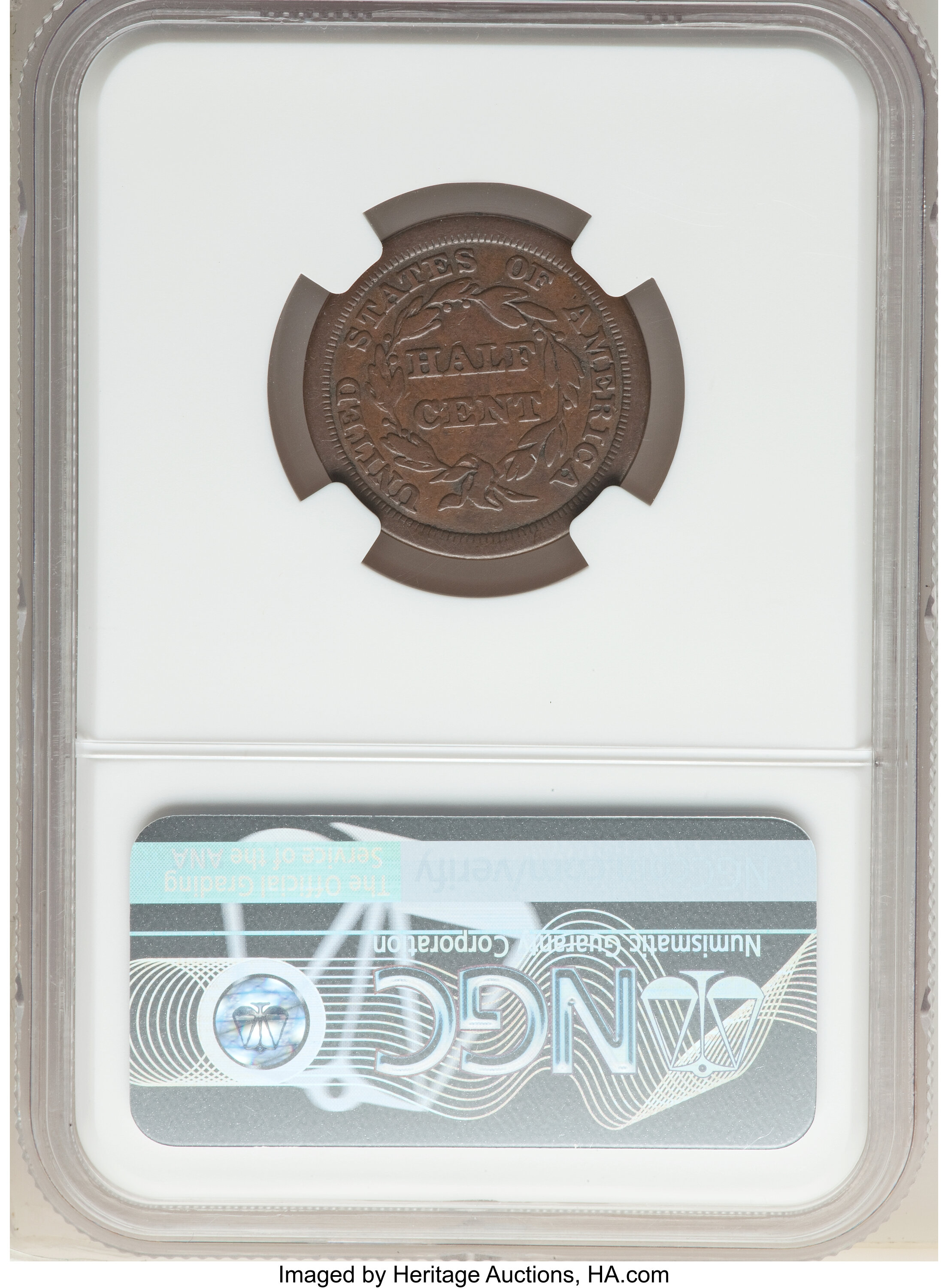 image for: 1846 1/2 C Original PR25 NGC. B-1, Low R.6. NGC Census: (1/7). PCGS Population: (0/8).  Mintage 18.From The Long Isla...