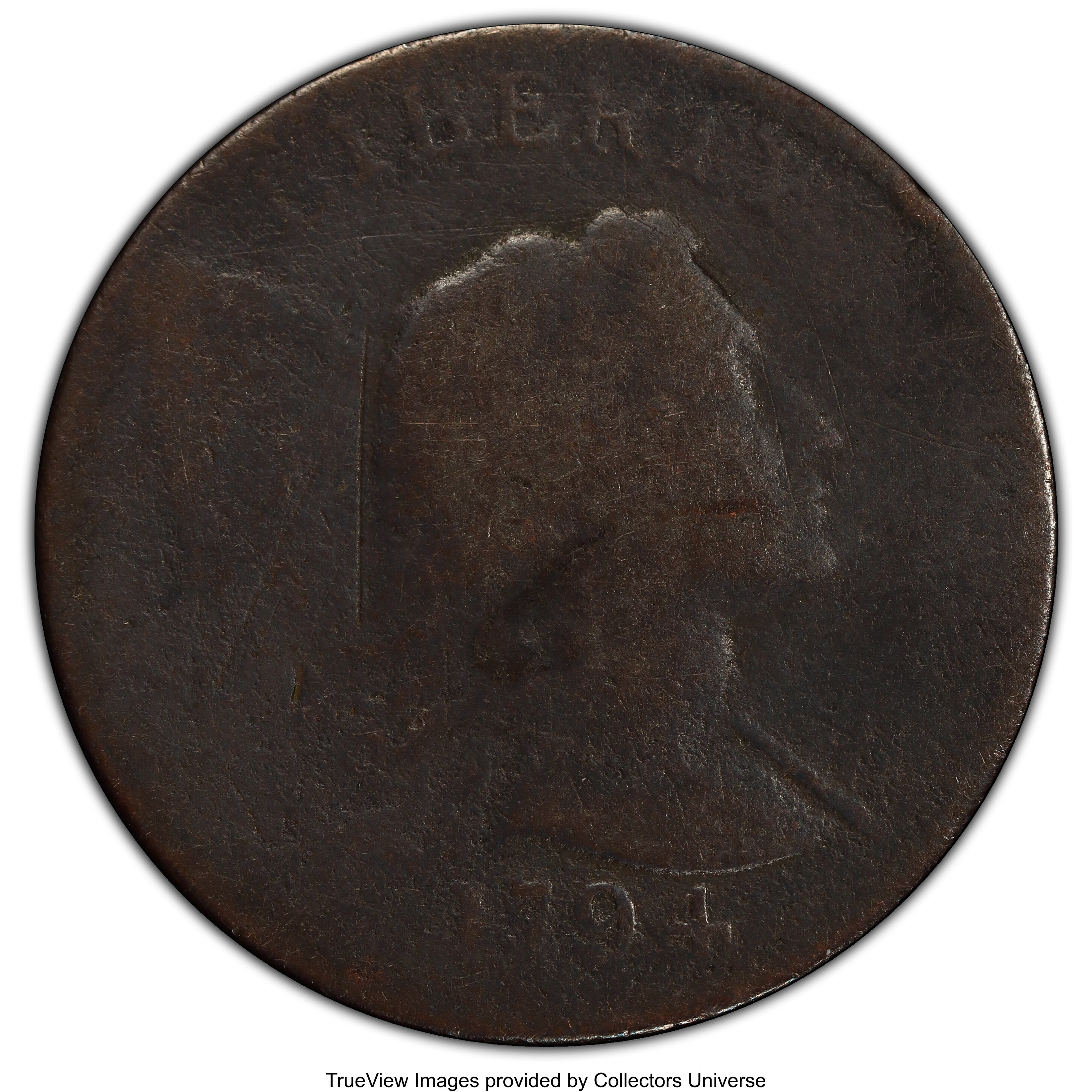 image for: 1794 1C Head of 1793, S-20b, B-4b, High R.4, Good 4 PCGS. PCGS Population: (1/6 and 0/0+). NGC Census: (0/2 and 0/0+). CDN:...