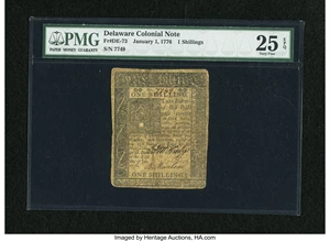 image for: Delaware January 1, 1776 1s PMG Very Fine 25 EPQ....