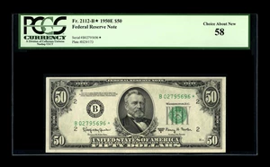 image for: Fr. 2112-B* $50 1950E Federal Reserve Note. PCGS Choice About New 58....