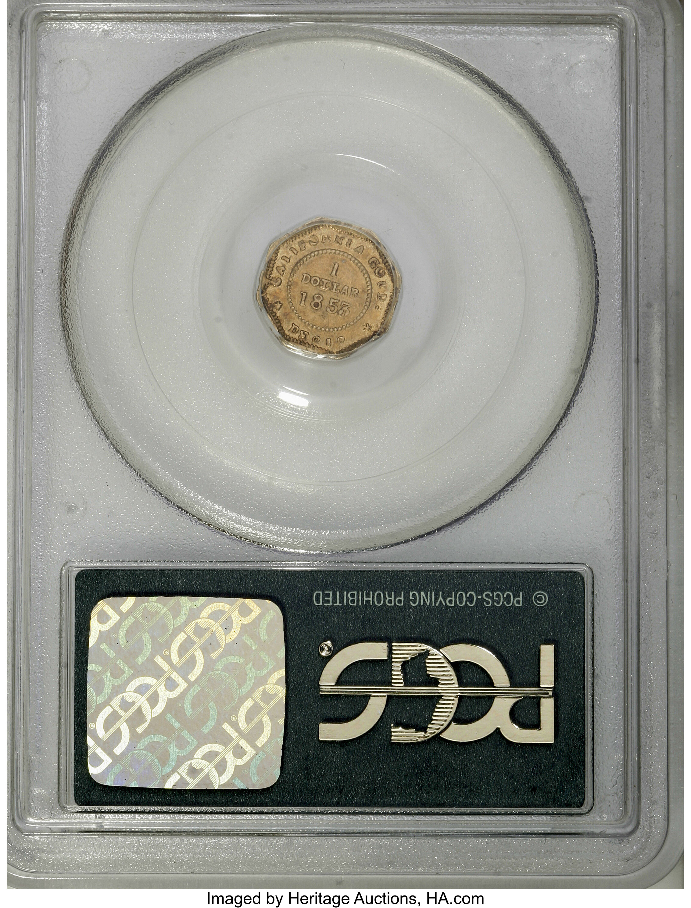 image for: 1853 $1 Liberty Octagonal 1 Dollar, BG-526, High R.6, AU50 PCGS. . PCGS Population (4/8). NGC Census: (0/0).   (#10503)...