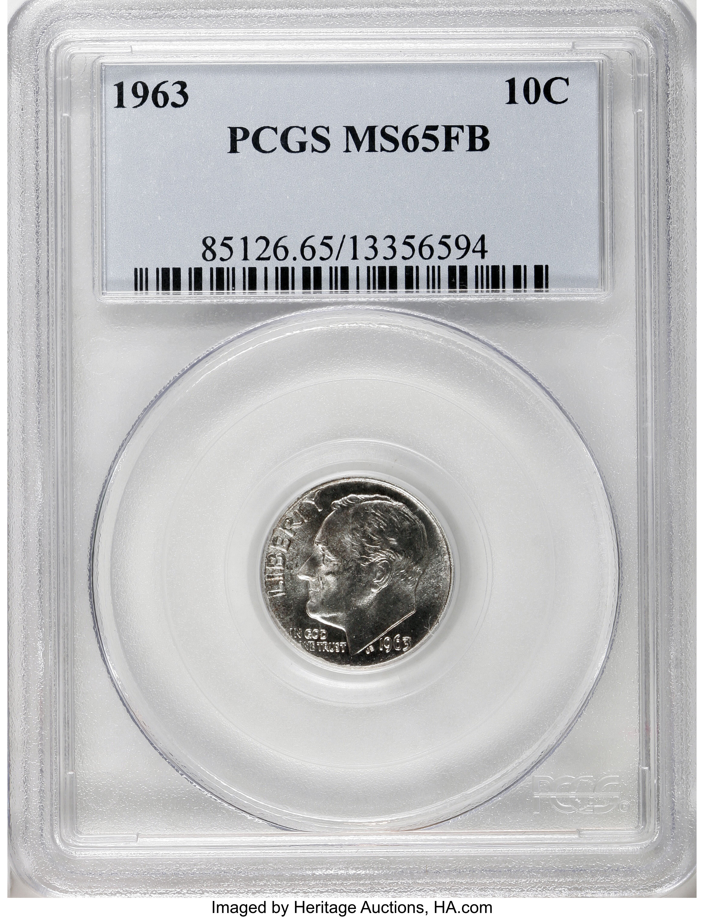 image for: 1963 10C MS65 Full Bands PCGS. PCGS Population (37/18). NGC Census: (0/0). Mintage: 123,600,000.  (#85126)...