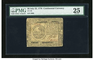 image for: Continental Currency July 22, 1776 $6 PMG Very Fine 25....