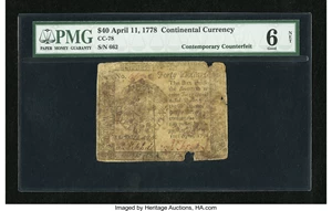 image for: Continental Currency April 11, 1778 $40 PMG Good Net 6....
