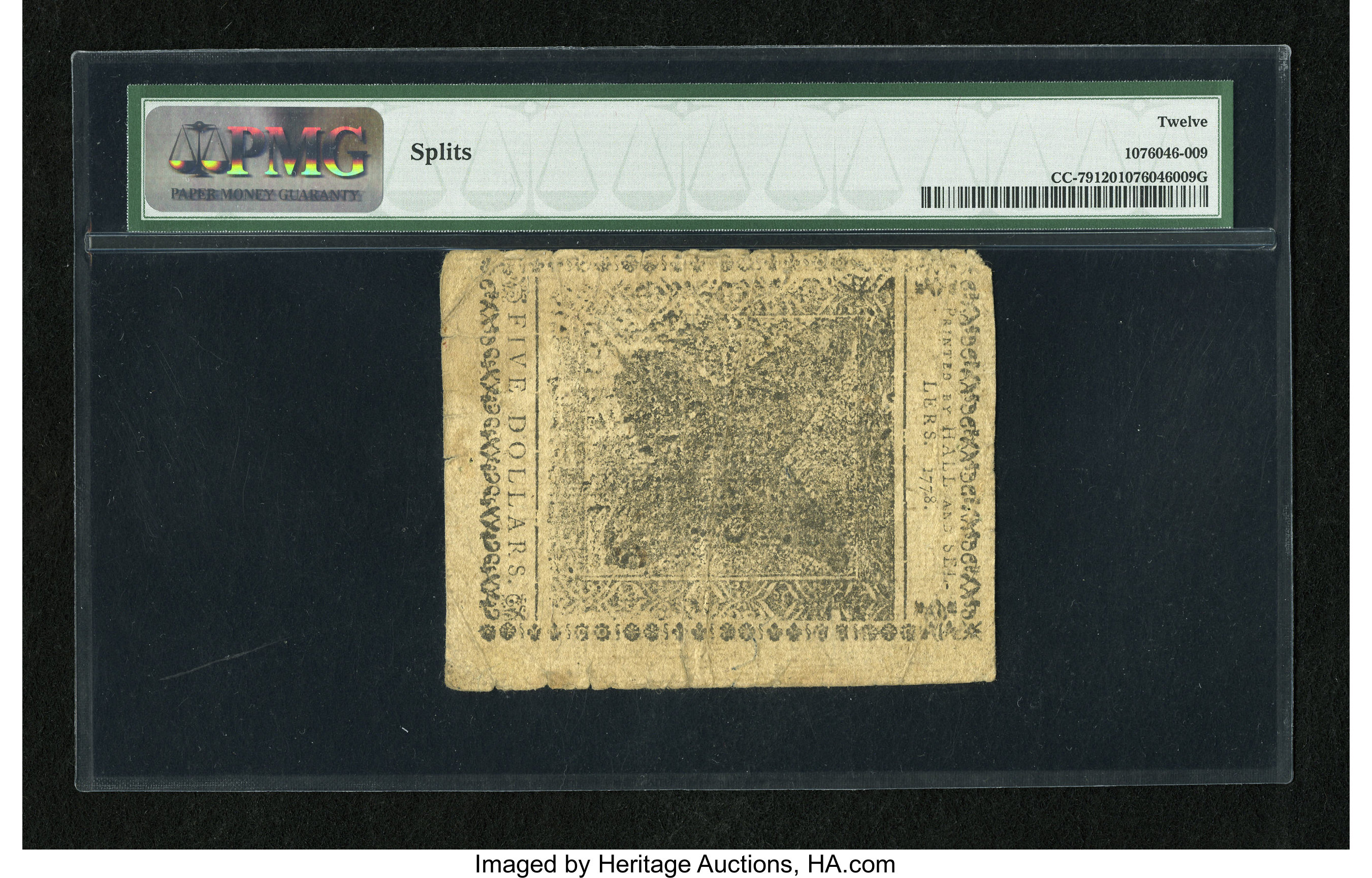 image for: Continental Currency September 26, 1778 $5 PMG Fine 12....