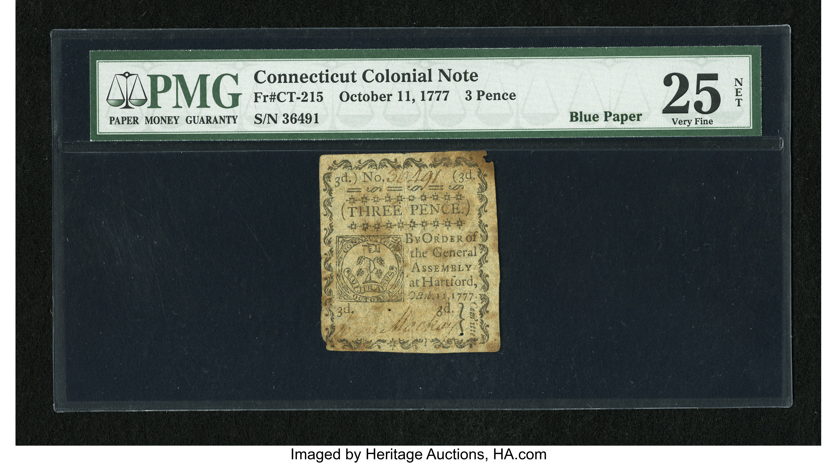image for: Connecticut October 11, 1777 3d PMG Very Fine Net 25.