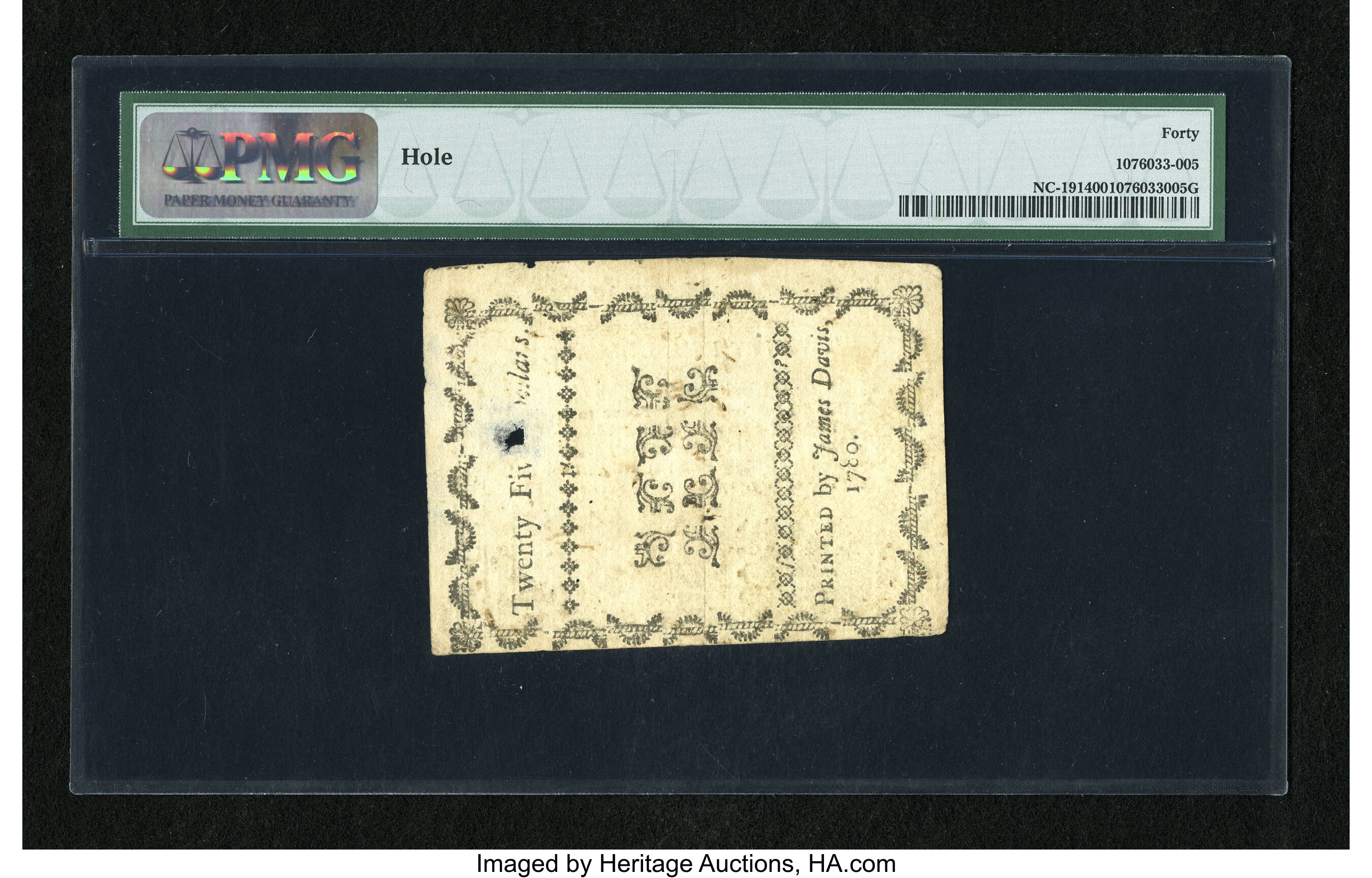 image for: North Carolina May 10, 1780 $25 PMG Extremely Fine 40....