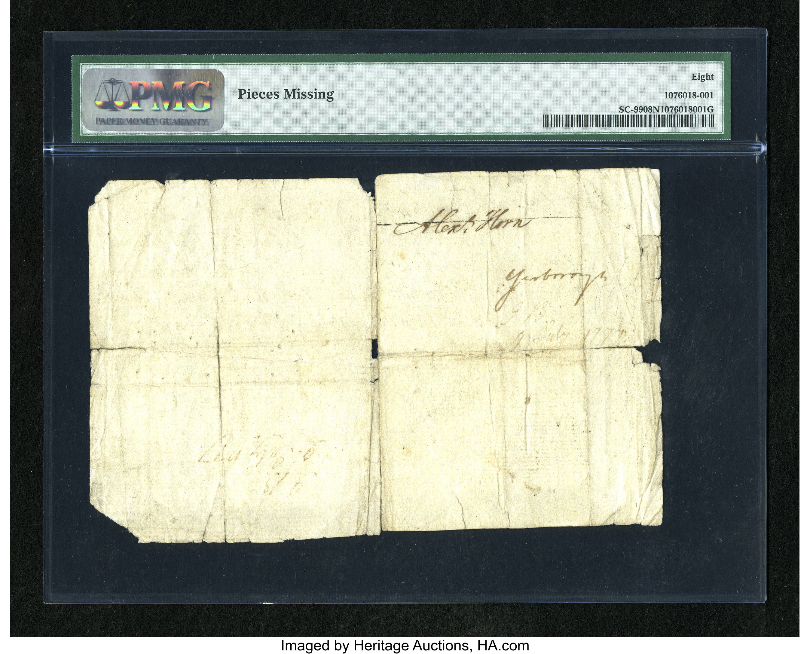 image for: South Carolina June 1, 1775 £10 PMG Very Good Net 8....
