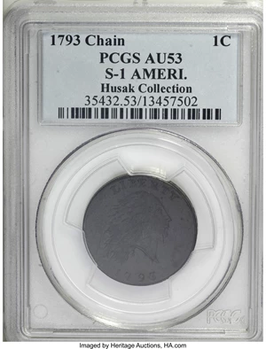 image for: 1793 Chain 1C AMERI. AU53 PCGS. S-1, B-1, R.4. ...