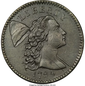 image for: 1794 1C Head of '94. AU53 PCGS. S-46, B-36, R.3....