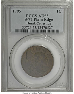 image for: 1795 1C Plain Edge. AU53 PCGS. S-77, B-6, R.3....