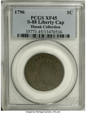 image for: 1796 1C Liberty Cap. XF45 PCGS. S-88, B-9, R.4....