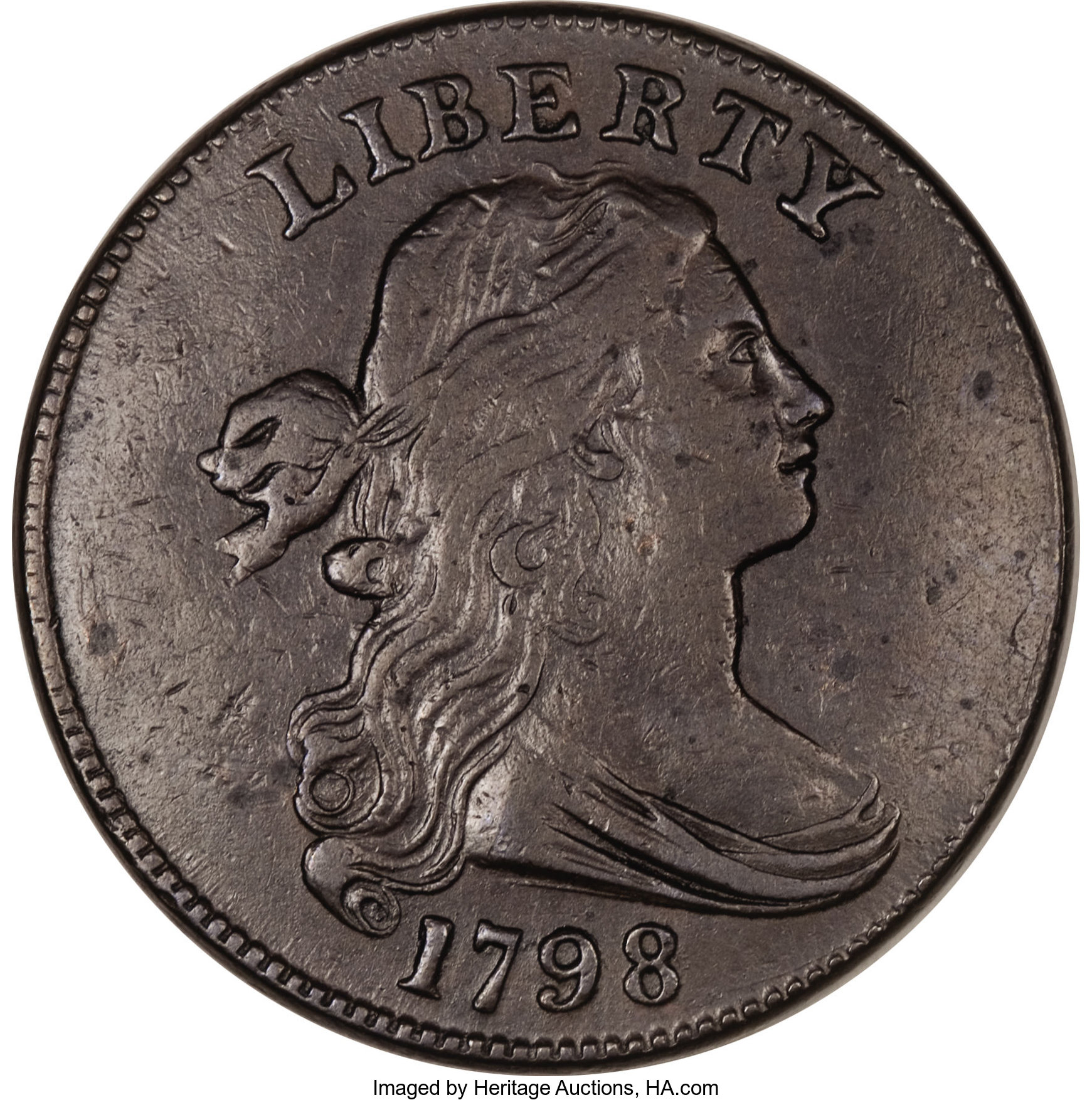 image for: 1798 1C First Hair. XF45 Details, Scratched, Cleaned, ANACS. S-162, B-23, R.4....