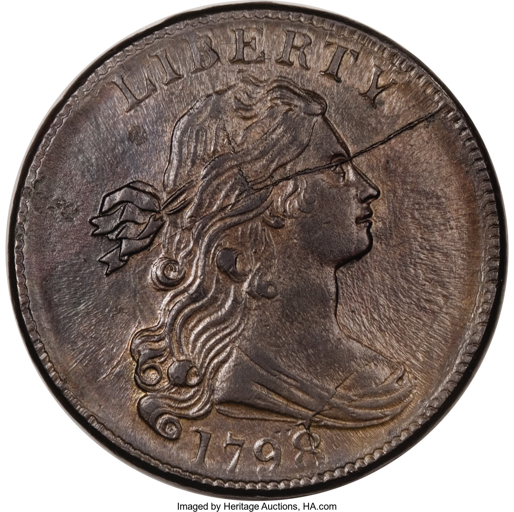 image for: 1798 1C Second Hair. AU58 PCGS. S-167, B-33, R.1....
