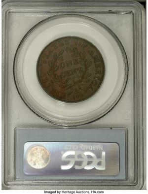 image for: 1798 1C Second Hair. AU58 PCGS. S-171, B-30, R.4....