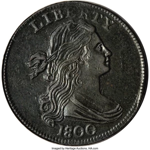 image for: 1800 1C Overdate, First Hair. AU53 PCGS. S-191, B-2, R.3....