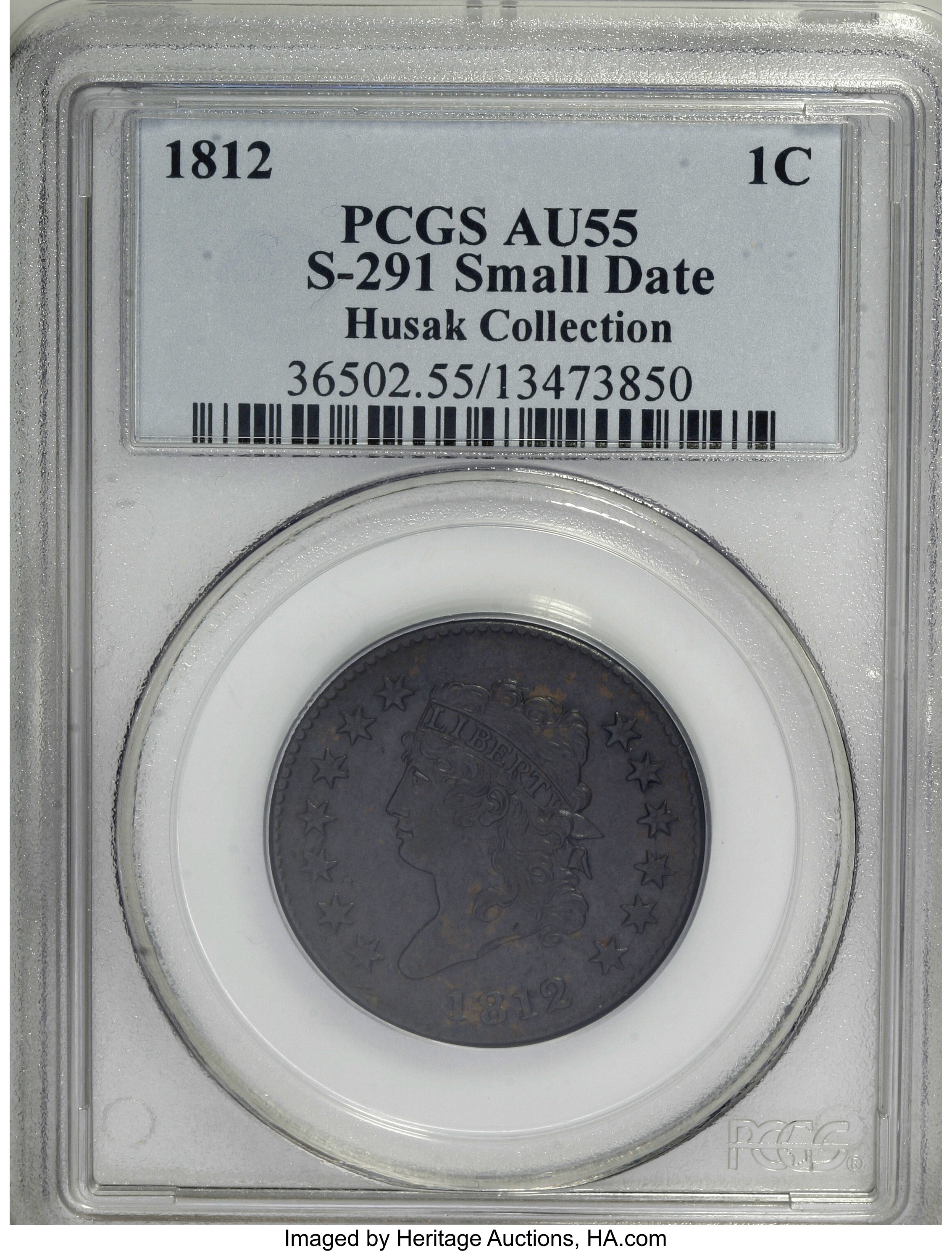 image for: 1812 1C Small Date. AU55 PCGS. S-291, B-1, R.2. ...